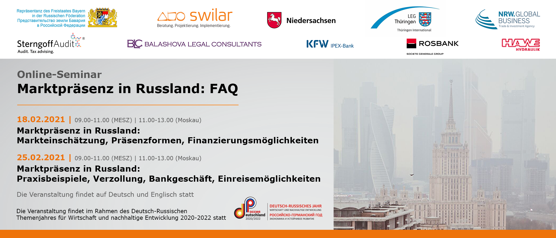 Online-Seminar 18.02.21: "Marktpräsenz in Russland: FAQ". Tag 1.