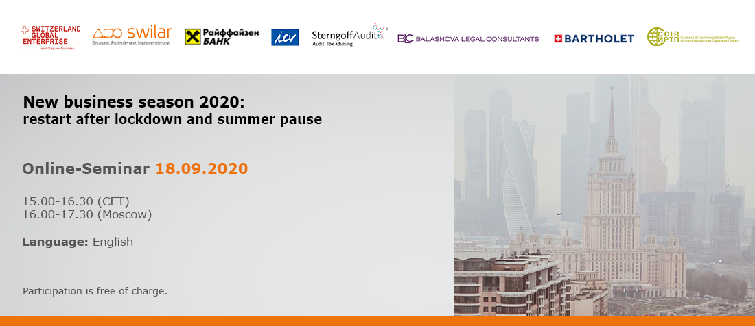 Onlineseminar am 18.09.2020: "New business season 2020: restart after lockdown and summer pause"